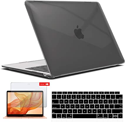 IBENZER MacBook Air 13 Inch Case 2020 2019 2018 New Version A1932, A2179, Hard Shell Case with Keyboard & Screen Cover for Apple Mac Air 13 Retina with Touch ID, Crystal Black, AT13CYBK 2