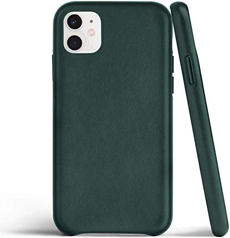 totallee iPhone 11 Leather Case, Slim Thin Full Genuine Leather Premium Cover for Apple iPhone 11 (Forest Green Leather)