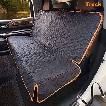 iBuddy Bench Seat Cover for Trucks/Large SUV/Car, Waterproof Back Seat Cover for Kids Without Smell, Heavy Duty and Nonslip X-Large Pet Car Seat Cover for Dogs with Dog Seatbelt, Machine Washable …