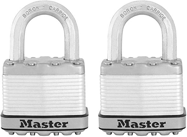 MASTER LOCK Very High Security Padlock [Key] [Laminated Steel] [Weatherproof] [Pack of 2] M5EURT - Best Used for Storage Units, Sheds, Garages, Fences