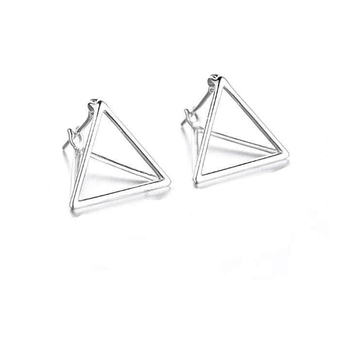 Helen de Lete Simple Geometric Triangle Sterling Silver Stud Earrings