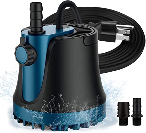 Submersible Pump with Adjustable Flow Rate, LEDGLE Aquarium Fountain Pump, Ultra Quiet Water Pump for Pool, Fish Tank, Pond, Hydroponics, Ultra-low Water Level with High Lift (400GPH, 25W)