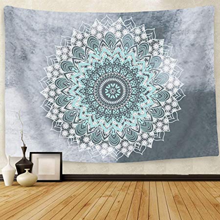 Cootime Mandala Tapestry, Hippie Bohemian Flower Psychedelic Indian Dorm Decor for Living Room Bedroom 70.9x90.6 Inches, Green