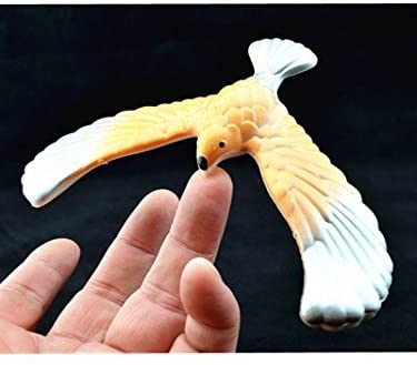 C&H Solutions Silver Wing Yellow Body Cute Balancing Bird with Clear Triangle Stand