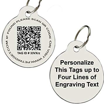CNATTAGS WEB/GPS QR CODE With APP Smart Pet Tag Stainless Steel Pet ID Tag - 2 IN 1 - Personalized Traditional Tag   Smart Pet Tag