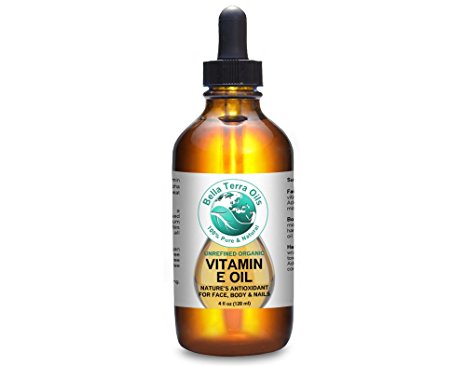 Vitamin E Oil 4oz. 100% Pure. D-alpha Tocopherol. Natural Antioxidant. Organic. 75,000 IU. - Bella Terra Oils