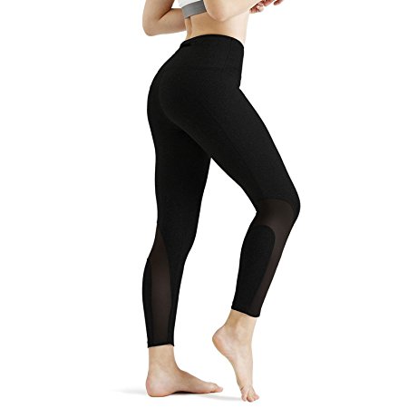 CHICMODA Yoga Pants Woman's Slimming Capris Mesh Ankle Leggings Zipper Pocket