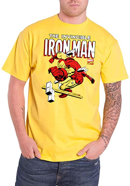 Marvel Officially Licensed Merchandise Comics The Invincible Iron Man T-Shirt (Yellow)