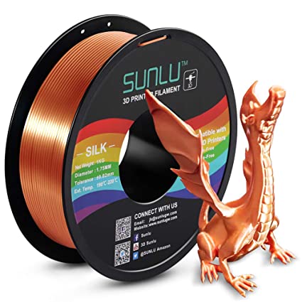 SUNLU Silk PLA Filament 1.75mm, 3D Printer Filament Silk, Silky Shiny Filament PLA for 3D Printers and Pens, 1kg(2.2Lbs)/Spool, Silk RedCopper