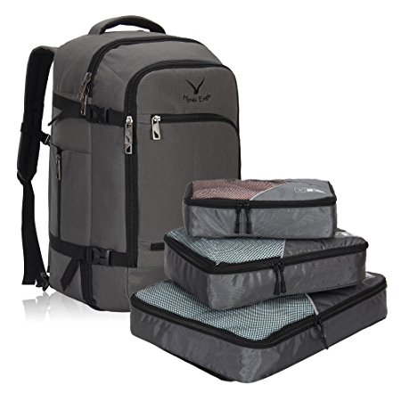 Veevan Flight Approved 40 Litre Weekend Backpack (Grey and 3PCS Packing Cubes)