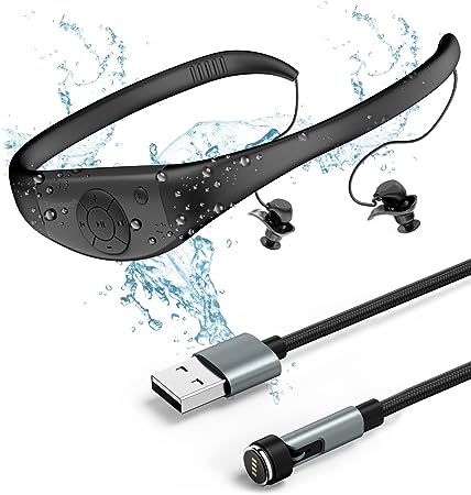 Tayogo Waterproof MP3 Headphones for Swimming, IPX8 8GB Ultralight Swimming Headset Waterproof Music Player, 20H Playing time, Underwater Mp3 Player Perfect for Swimming, Surfing(2nd Generation)