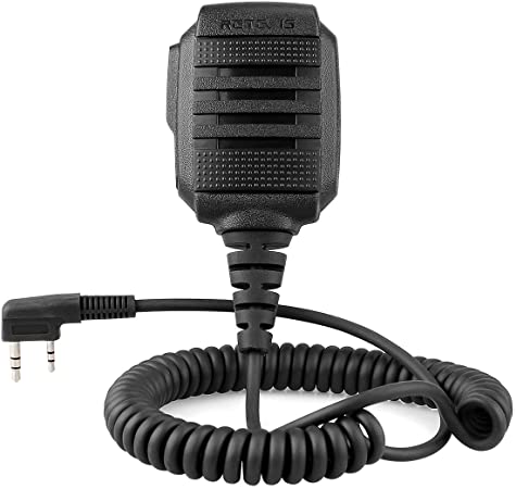 Retevis IP54 Waterproof 2 Pin Speaker Mic, Compact Walkie Talkie Microphone for Baofeng BF-F8HP UV-5R BF-888S Retevis RT21 RT22 H-777 RT68 RT27 RT1 Arcshell AR-5 Two Way Radios (1 Pack)