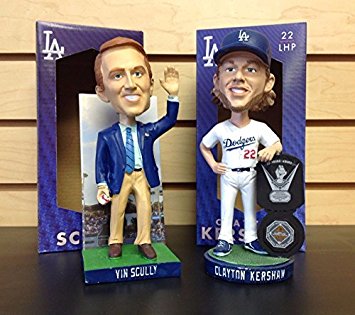 Vin Scully and Clayton Kershaw 2015 Los Angeles Dodgers STADIUM PROMO Bobblehead SGA