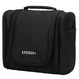 LYCEEM 3 Space Hanging Toiletry Bag Travel Organizer Dopp Kit Black