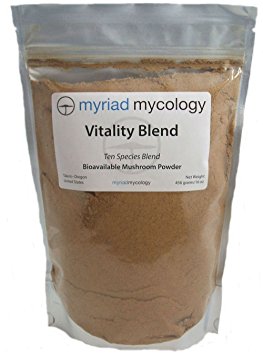 Myriad Mycology 10 Species Vitality Blend Mushroom Powder 16oz or 1lb, Made in USA, 456g