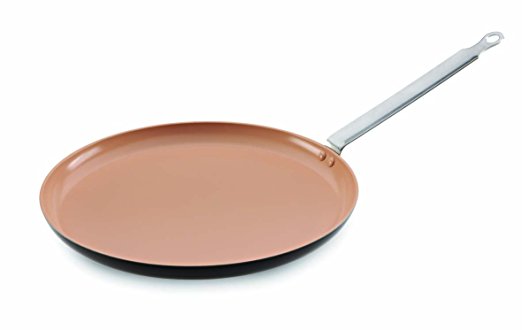 Matfer Bourgeat 676128 Classic Ceramic Crepe Pan, 11-Inch, Brown/Beige