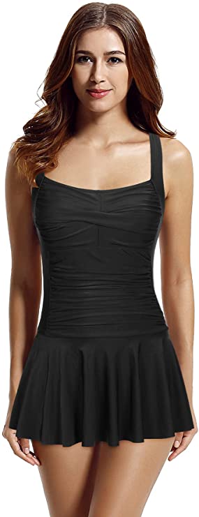 zeraca Women's Twist Skirted One Piece Swimsuit