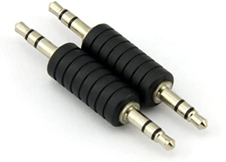 Ruiling 2pcs 3.5mm Jack to 3.5mm Audio Male Adapter Connectors.(Plastic and Metal Black)