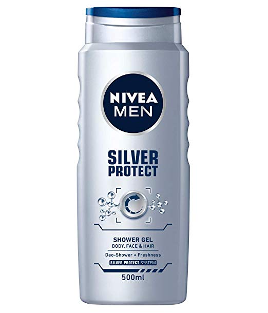 NIVEA MEN Silver Protect Shower Gel Pack of 6 (6 x 500ml), Anti-Bacterial Body Wash with Silver Ions, All-in-1 Shower Gel for Men, Strong NIVEA MEN Shower Gel