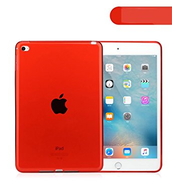 iPad Mini 4 Case, iCoverCase Ultra-thin Silicone Back Cover Clear Plain Soft TPU Gel Rubber Skin Case Protector Shell for Apple iPad Mini 4 7.9" (Red)