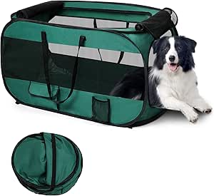 Realife Dog Enclosures Home Outdoor Fashions Portable/Collapsible/fixable, Pop Up Travel Pet tent, 38" L x 22.5" W x 5.5" H，green