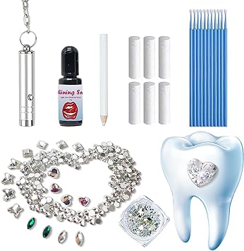 Tooth Gem Kit，DIY Fashionable Jewelry Tooth Set，Tooth Gems Kit for Teeth，Shining Smile and Comfortable Tooth Gems for Starter for Beginner F1