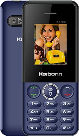 Karbonn K8 Star (Blue), 1800mAh Big Battery, Dual Sim, 1.8 Inch, Wireless FM with Recording, Camera, Basic Phone, 108 Days Replacement Warranty KEYPAD Phone