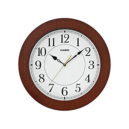 Casio Round Resin Wall Clock (35.6 cm x 35.6 cm, Brown)