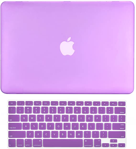 TOP CASE - 2 in 1 Signature Bundle Rubberized Hard Case   Keyboard Cover Compatible MacBook White Unibody 13" (A1342 / Oct 2009-2011) - Purple