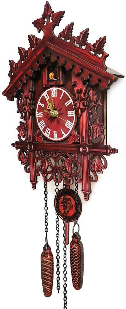 Riosupply Wall Cuckoo Clocks -Black Forest Wooden Cuckoo Clock Black Forest Hand-Carved Cuckoo Clock House Home Decor(No Sound)