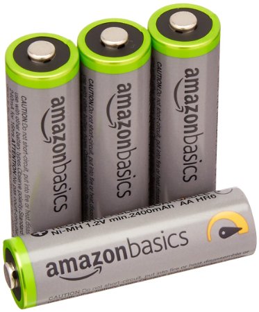 AmazonBasics AA High-Capacity Rechargeable Batteries (4-Pack) Pre-charged - Packaging May Vary