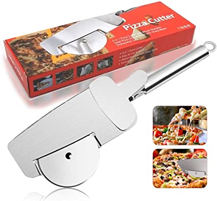 Magicdo 4 in 1 Pizza Cutter Stainless Steel Pizza Wheel Pastry Cutter Slicer for Home - Super Sharp Easy To Clean Dishwasher Safe