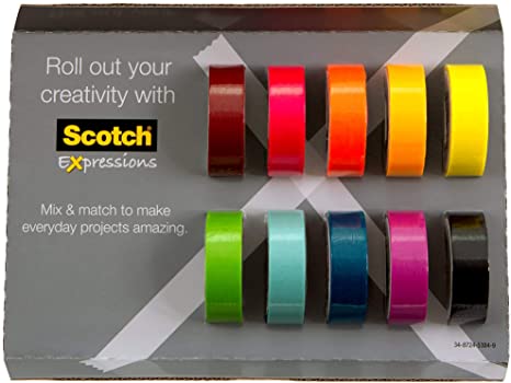 Scotch Expressions Paper Washi Tape, Great for Bullet Journaling and DIY Décor, 10-Pack (C317-10-SIOC)