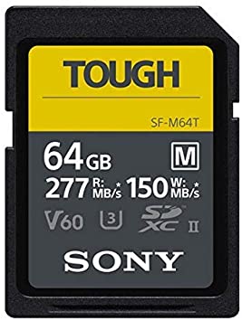 Sony TOUGH-M series SDXC UHS-II Card 64GB, V60, CL10, U3, Max R277MB/S, W150MB/S (SF-M64T/T1)