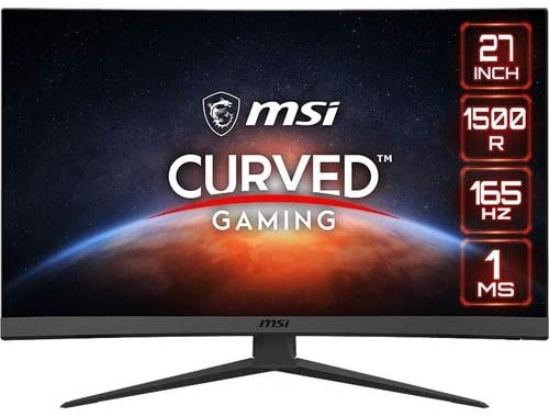 MSI Full HD Non-Glare 1ms 1920 x 1080 165Hz Refresh Rate Resolution Free Sync 27" Curved Gaming Monitor (Optix G27C6) - Black