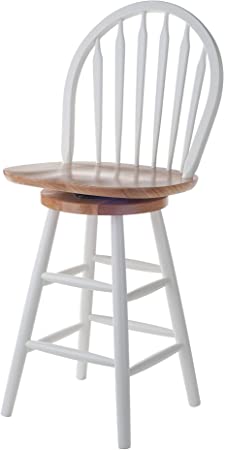 Winsome Wood 24-Inch Windsor Swivel Seat Barstool, Natural/White