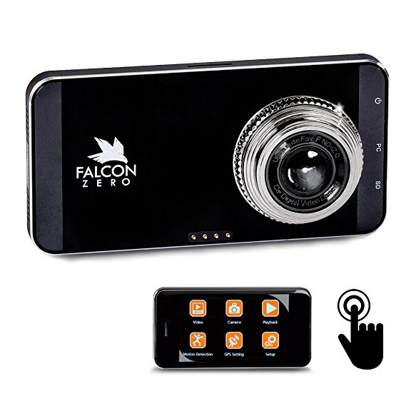 Falcon Zero Touch PRO HD Dash Cam [TOUCH SCREEN] 1080p 24/7 Surveillance, Multi Vehicle Use, 32 GB SD Card Included