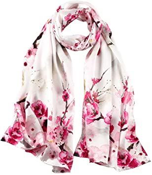 STORY OF SHANGHAI Women's 100% Mulberry Silk Scarf Luxury Ladies Silk Scarves Sunscreen Shawls Wraps For Hair