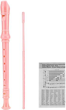 SJOYS 8-Hole Soprano Descant Recorder Kids Music Flute with Cleaning Rod & Case Bag For School Student Home Entertainment Pink