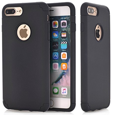iPhone 7 Plus Case,CaseHQ Extreme Heavy Duty Protective soft rubber TPU PC Bumper Case Anti-Scratch Shockproof Rugged Protection Cover for Apple iPhone 7 Plus (Black)