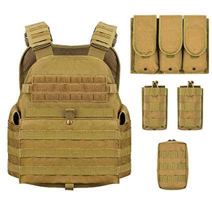 Barbarians MOLLE Tactical Vest, Outdoor Combat Training Vest Adjustable & Lightweight