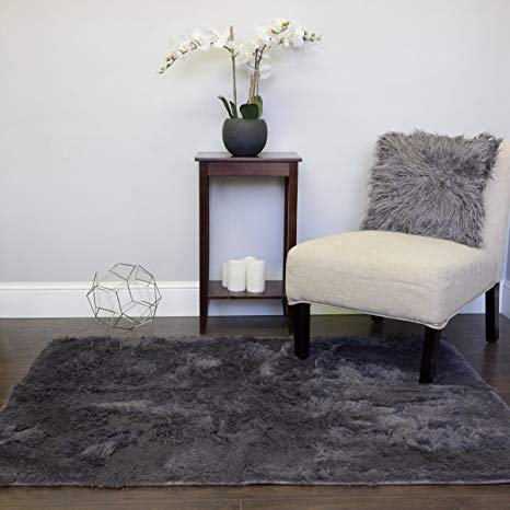 Sweet Home Collection PLSHRG-4X5-GRY 4' x 5' Super Plush Ultra Soft Faux Fur Area Rug, Gray