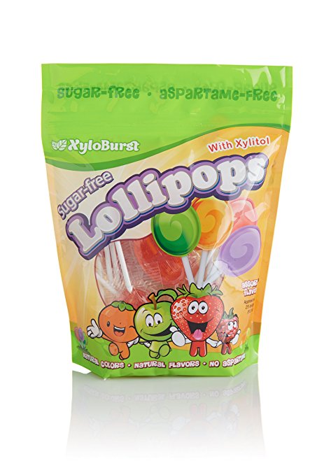 XYLOBURST Assorted Lollipops with Xylitol 25 Piece, 0.02 Pound