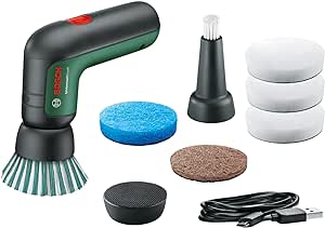 Bosch Home and Garden Akku Reinigungsbürste UniversalBrush(3,6-V-Akku, 1 Micro-USB-Kabel und 4 Reinigungsaufsätze) & Melamin-Schaumstoffpad für Akku Reinigungsbürste UniversalBrush (3 Stück enthalten)