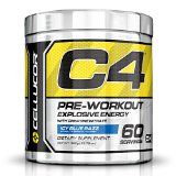 C4 Fitness Training Pre-Workout Supplement for Men and Women - Enhance Energy and Focus with Creatine Nitrate and Vitamin B12 Icy Blue Razz60 Servings 390g