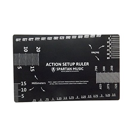 Metal Guitar Gauge Action Setup Ruler / Card (Metric & Imperial) (Black)