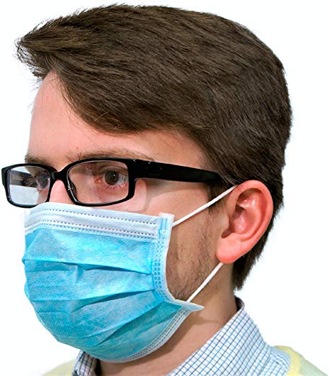 Disposable Earloop Surgical Mask - 50 Piece - Blue 3-Ply Medical Dental Procedural Face Mask - Universal Fit, Hypoallergenic & Latex Free Dust Mask
