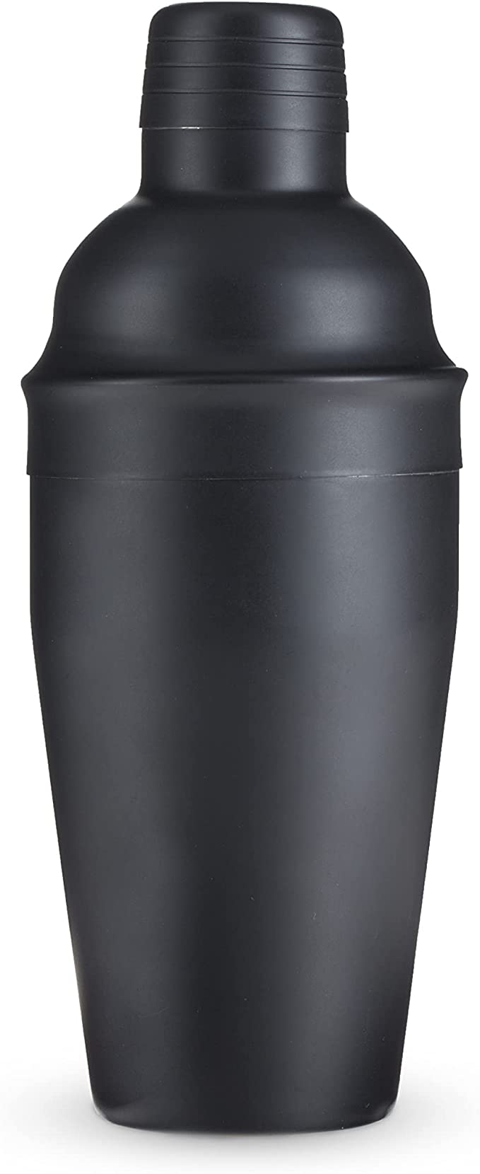 True Ash Matte Black Cocktail Shaker, 18 Oz Stainless Steel Cobbler Shaker with Lid & Strainer