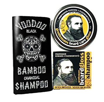 Beard Care Pack Gift Set with Beard Gloss, Beard Shampoo Bar, and Black Charcoal Shampoo Bar for Hair and Beard | All Natural | Chemical Free | Handmade by Beauty and the Bees in Tasmania Australia