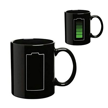 SODIAL(R) Battery Color Changing Thermometer Heat Mug Sensitive Porcelain Tea Coffee Cup